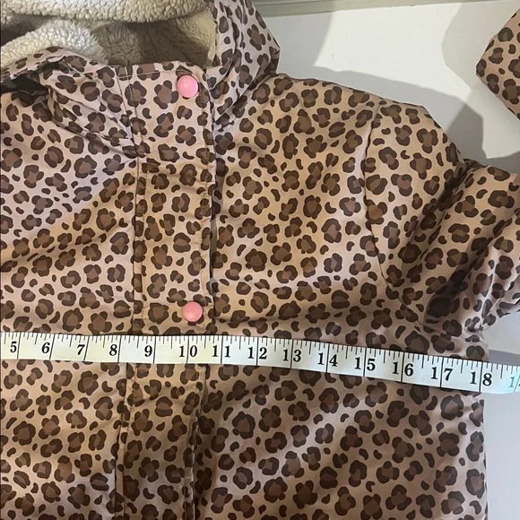 Mini Boden Leopard Print Sherpa Lined Anorak Size: 7-8Y